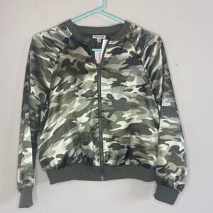 Chenault Girl Stitch Fix Louisa Reversible Green Camo Bomber Jacket XL NEW FLAW